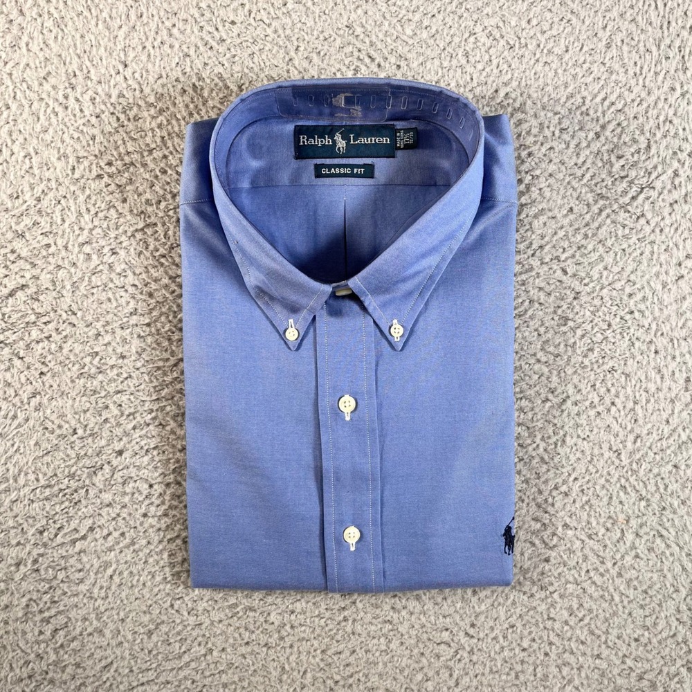 Ralph Lauren Mens Classic Fit Blue Oxford Button Down Shirt 17.5 32/33 NWT